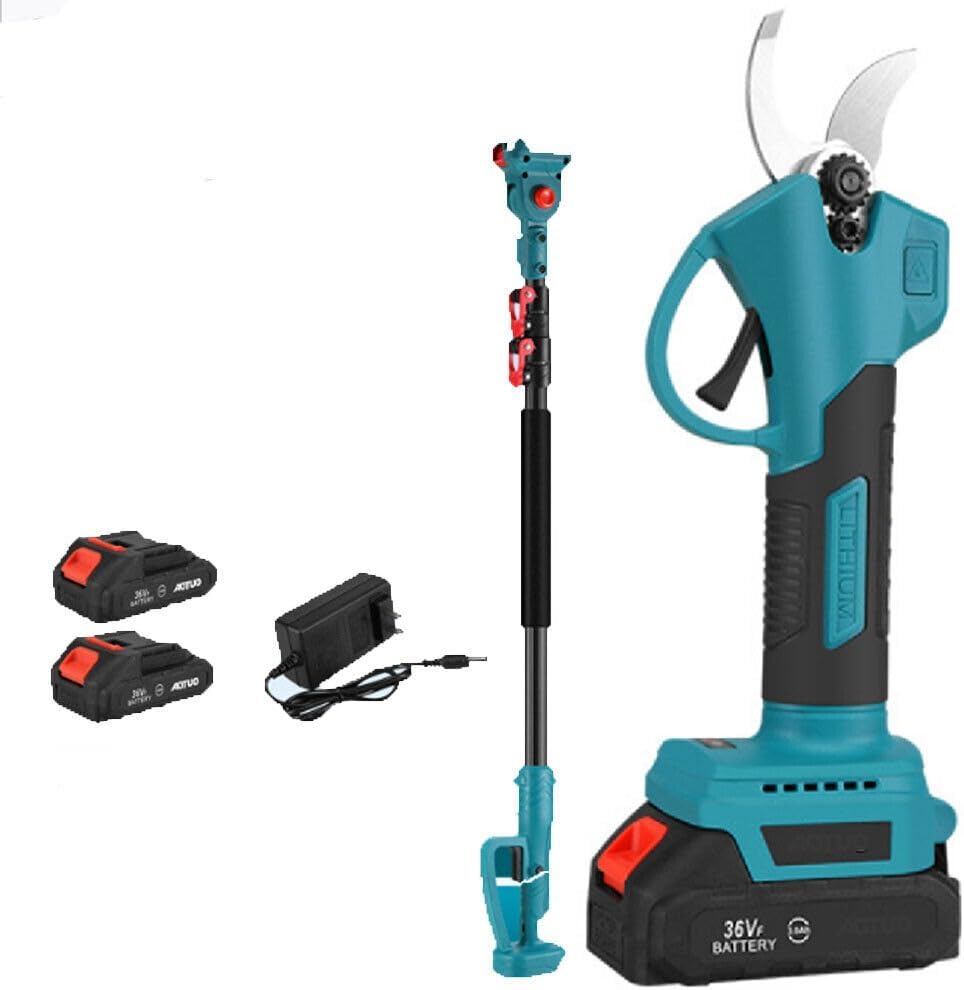 BALOLO 600W Electric Pruning Shears with High Reach Extension Pole, Cordless High Branch Shears Telescopic Extension Shear with Battery and Charger (2*battery 1*charger)