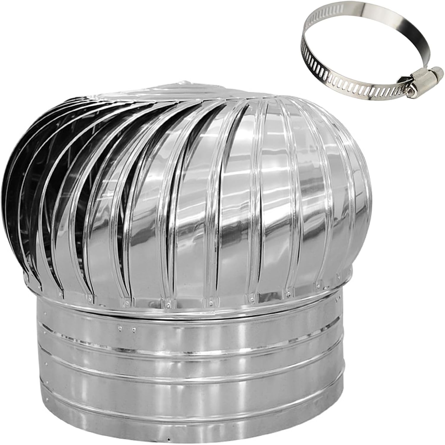 Galvanized Turbines, Stainless Steel Exhaust Cap, Internally Braced Wind Turbine, Wind Turbines Air Vents, 304 Stainless Steel Round Exhaust Grille Louvered Vent, for Duct Connecting