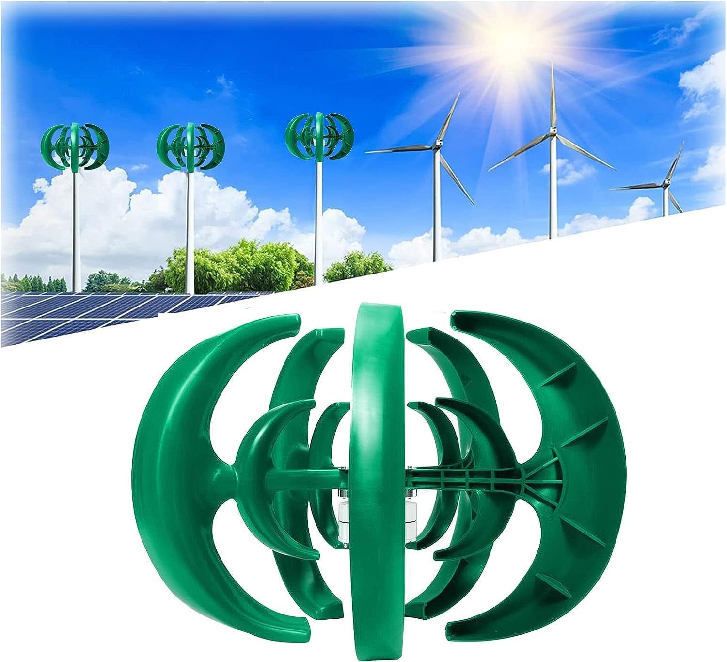 3000 Generator Kit 5 Blades Portable Vertical Axis Wind Generator with Charge Controller, Natural Power System