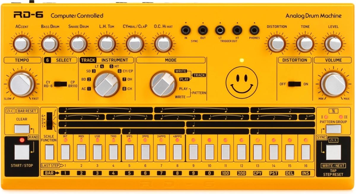 Behringer RHYTHM DESIGNER RD-6-AM Analog Drum Machine with 8 Drum Sounds, 64 Step Sequencer and Distortion Effects