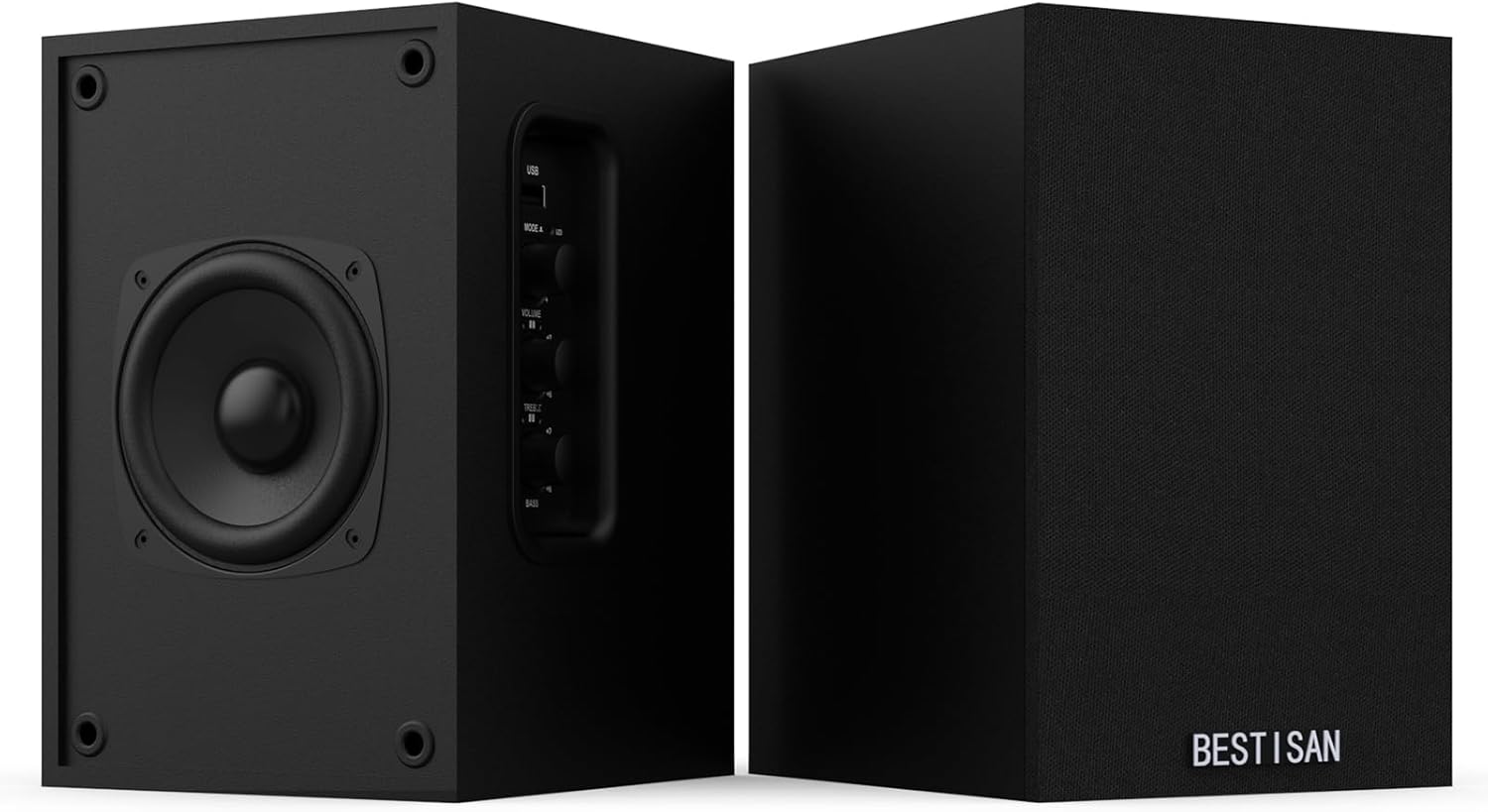 BESTISAN Active Bookshelf Speakers for Record Player, Powered Studio Turntable Speakers, for TV, PC and Wireless Music Streaming Featuring Bluetooth and RCA (SR16)