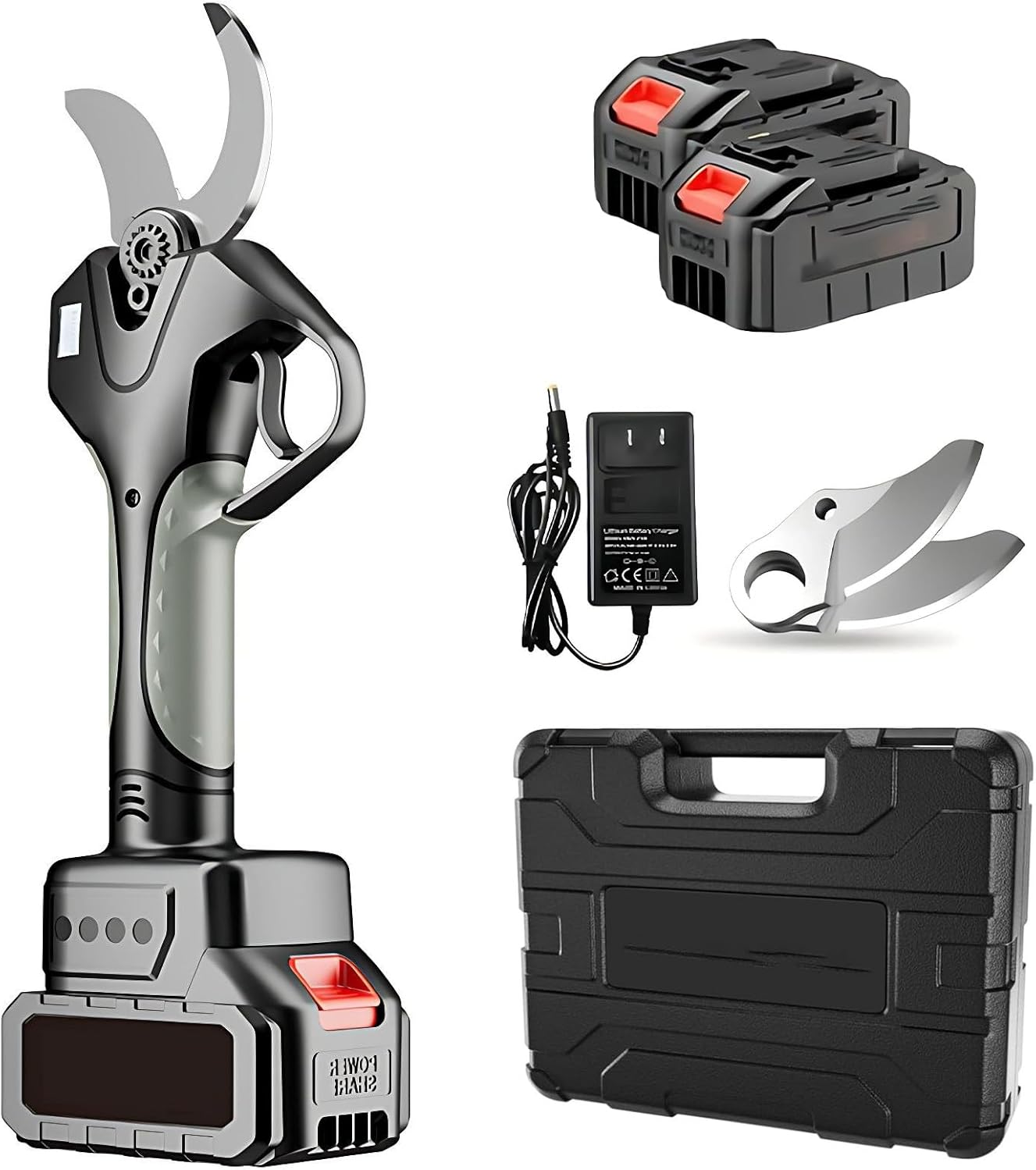 Professional Electric Pruning Shears & Branch Trimmer, 21V Cordless, 40mm (1.6in) Cutting Diameter, LCD Display, Rechargeable Lithium Battery for Yards & Farms 2batteries