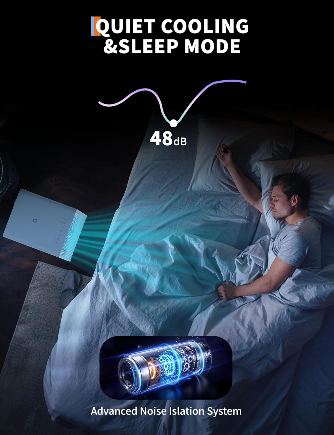 Portable Air Conditioner 8,000 BTU Cools Up to 350 Sq.Ft, 3-IN-1 Quiet Portable AC Unit with Remote Control for Large Room, Campervan, Office, Temporary Space, White