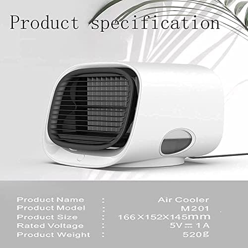 Portable Air Conditioner Fan, 3 Wind Speeds USB Air Cooler, Personal Air Cooler Fan for Home, Room, Desk and Camping (Color : White)