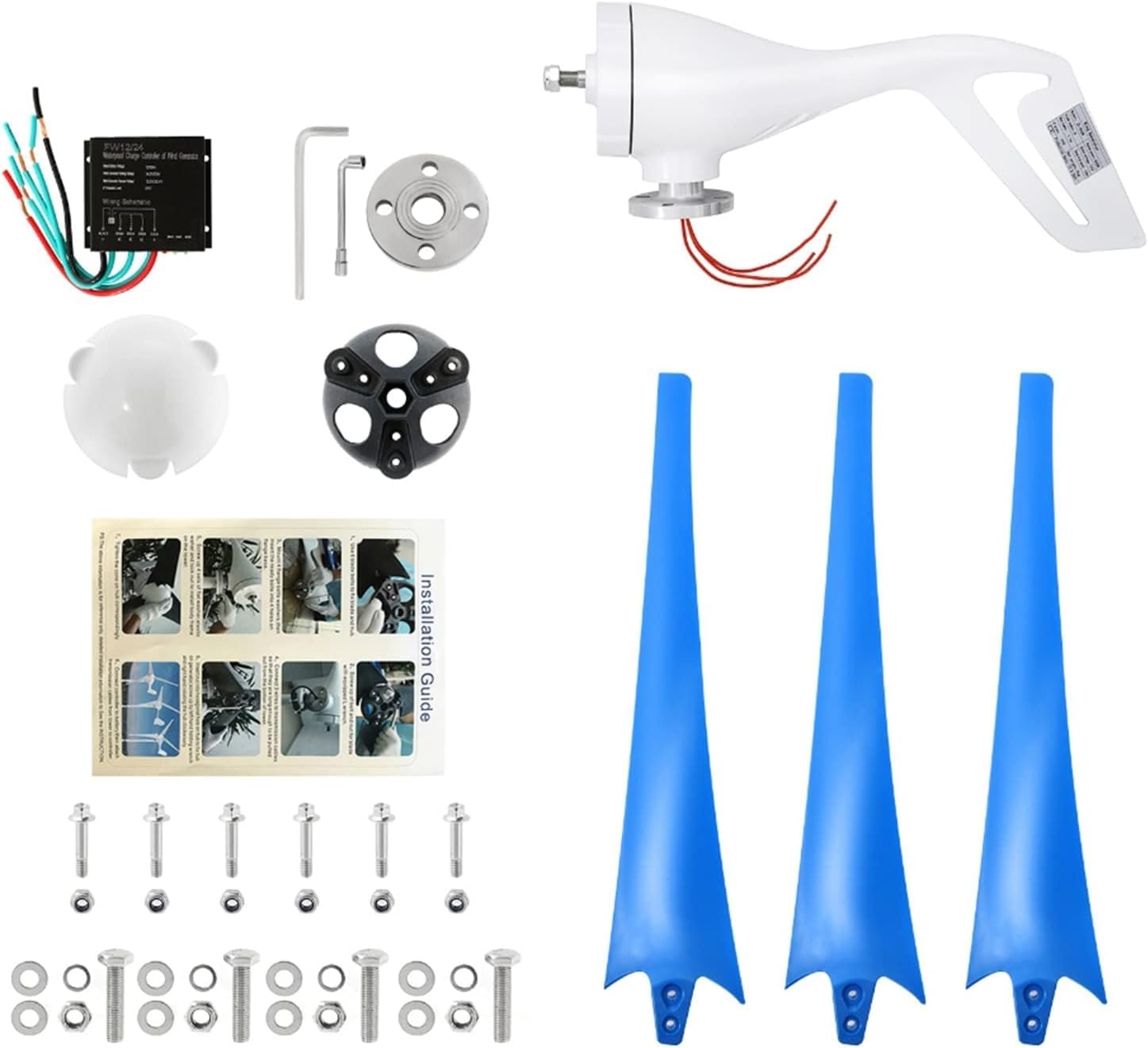 9000W Nylon Fiber Stabilized Wind Generator Wind Turbine Generator Kit Wind Turbine with Charge Controller Reliable Breeze Start