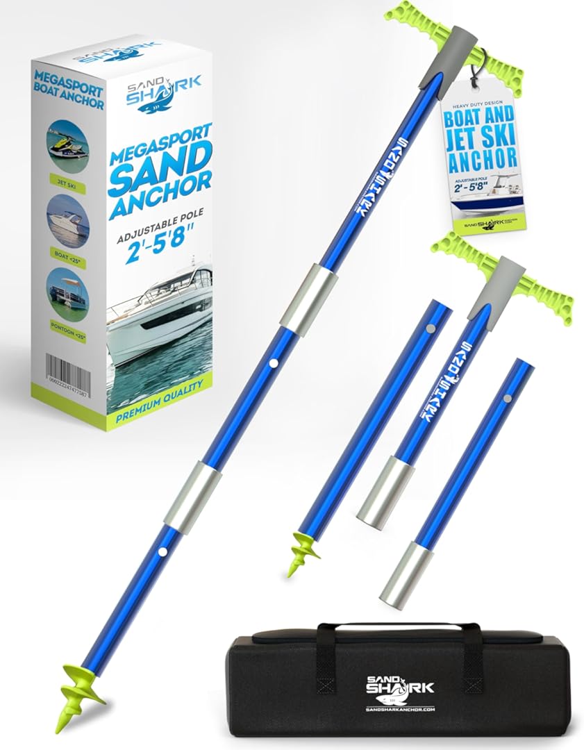 SandShark Supersport 3.0 Shallow Water Anchor - Great Jet Ski, PWC, Pontoon Boat Accessory - Adjusts 29