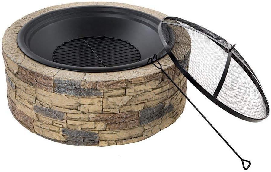 Round Large Fire Pit for Ground, Patio, Deck, Lawn, Outdoor or Campsite Fire Pits