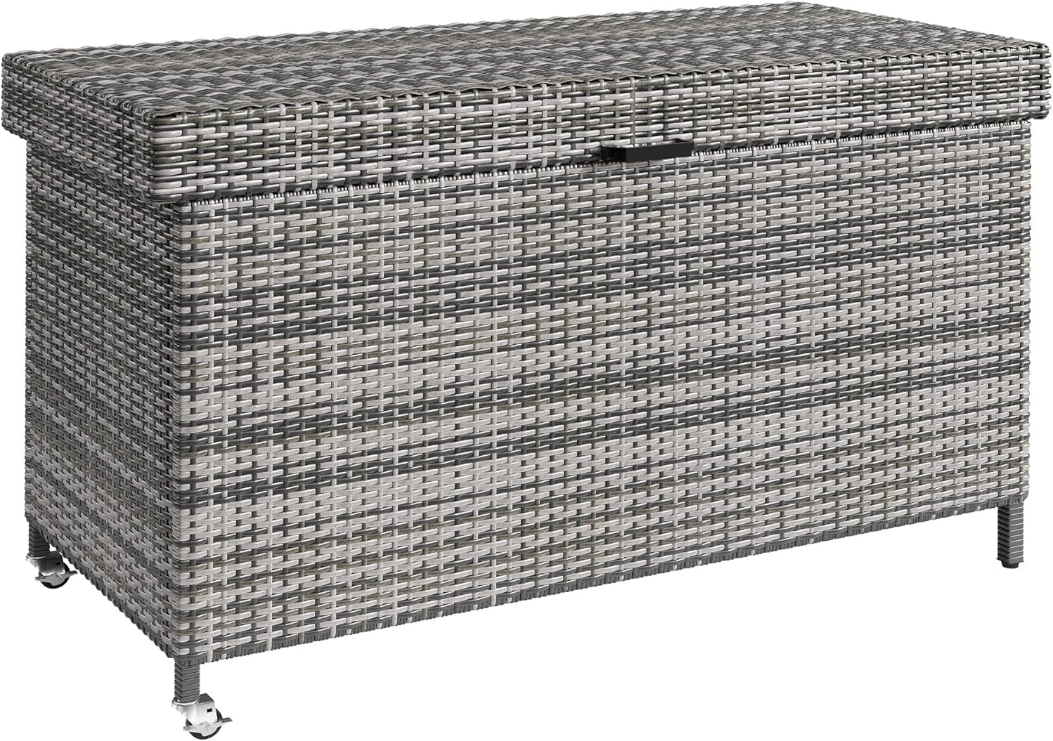 DWVO 200 Gallon Deck Box, Outdoor Storage Box w/Storage Net, Rattan XL Outdoor Cushion Storage for Patio Furniture, Garden Tools, Pool Sports Equipment (Grey)