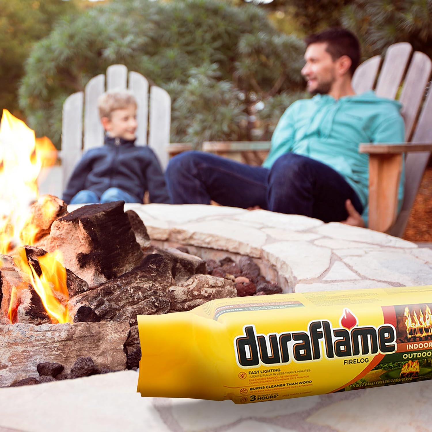 Duraflame 12-Pack Fire Logs for Indoor and Outdoor Use, 3-Hour Burn, 4.5 Lb Each - Firewood Starters and Accessories for BBQ, Camping, Stove, Pit and Chimney
