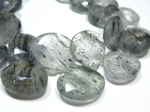 13 inch natural beads strand of 9-15mm faceted heart moss quartz gemstone briolletes beads for DIY jewelry - necklace, bracelet, earring, ring.