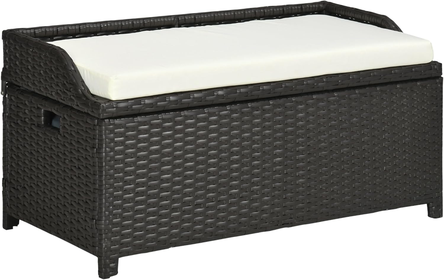 Outdoor Wicker Storage Bench Deck Box – PE Rattan Patio Furniture with Waterproof Bag and Comfortable Cushion, 2-in-1 Function, Durable and Portable