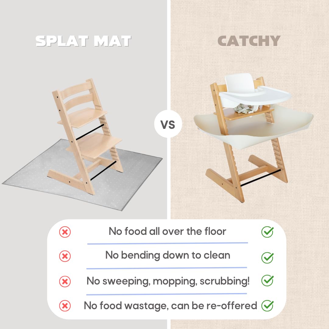 CATCHY -Food Catcher-Compatible with Stokke Tripp Trapp High Chair +11 Other High Chairs-Highchair Sold Separately-Baby & Toddler Food & Mess Catcher-Premium Linen Inspired -Under High Chair Accessory