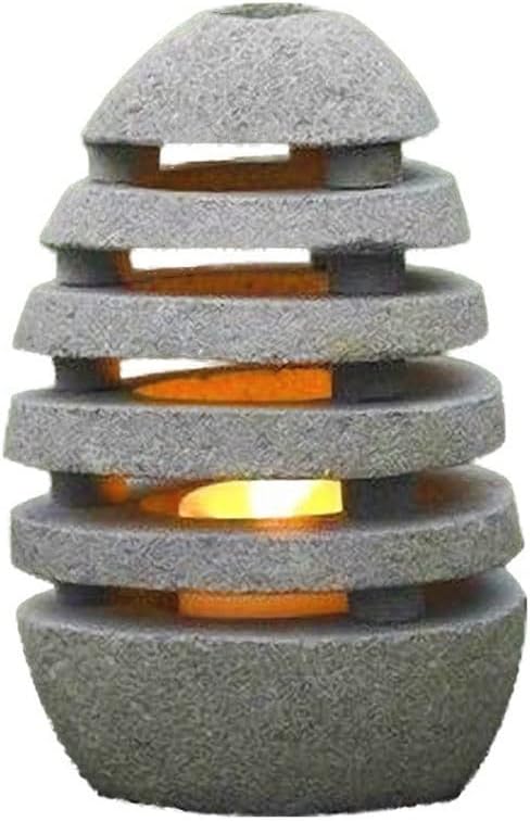 Japanese Style Egg-Shaped Courtyard Decorative Column Head Lamp Modern Simple Home Garden Lawn Lamp Creative Gray Stone Outdoor Lamp Building Entrance Stairs Lighting