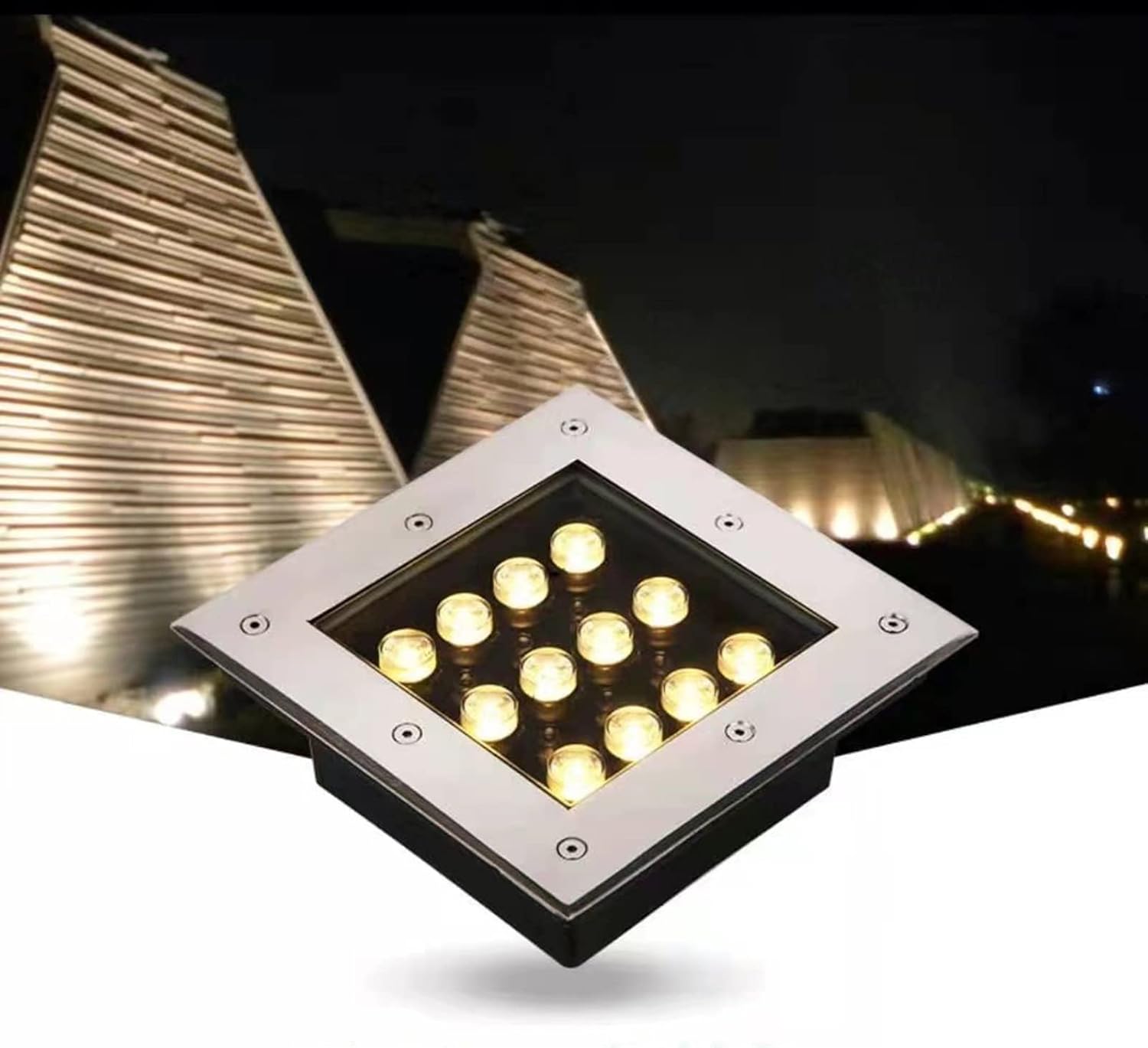 Low Voltage Deck Lights Recessed Square Underground Light IP66 Waterproof AC12V Outdoor Buried Lights for Garden, Pathway, Patio, Driveway Landscape Lighting Spotlight