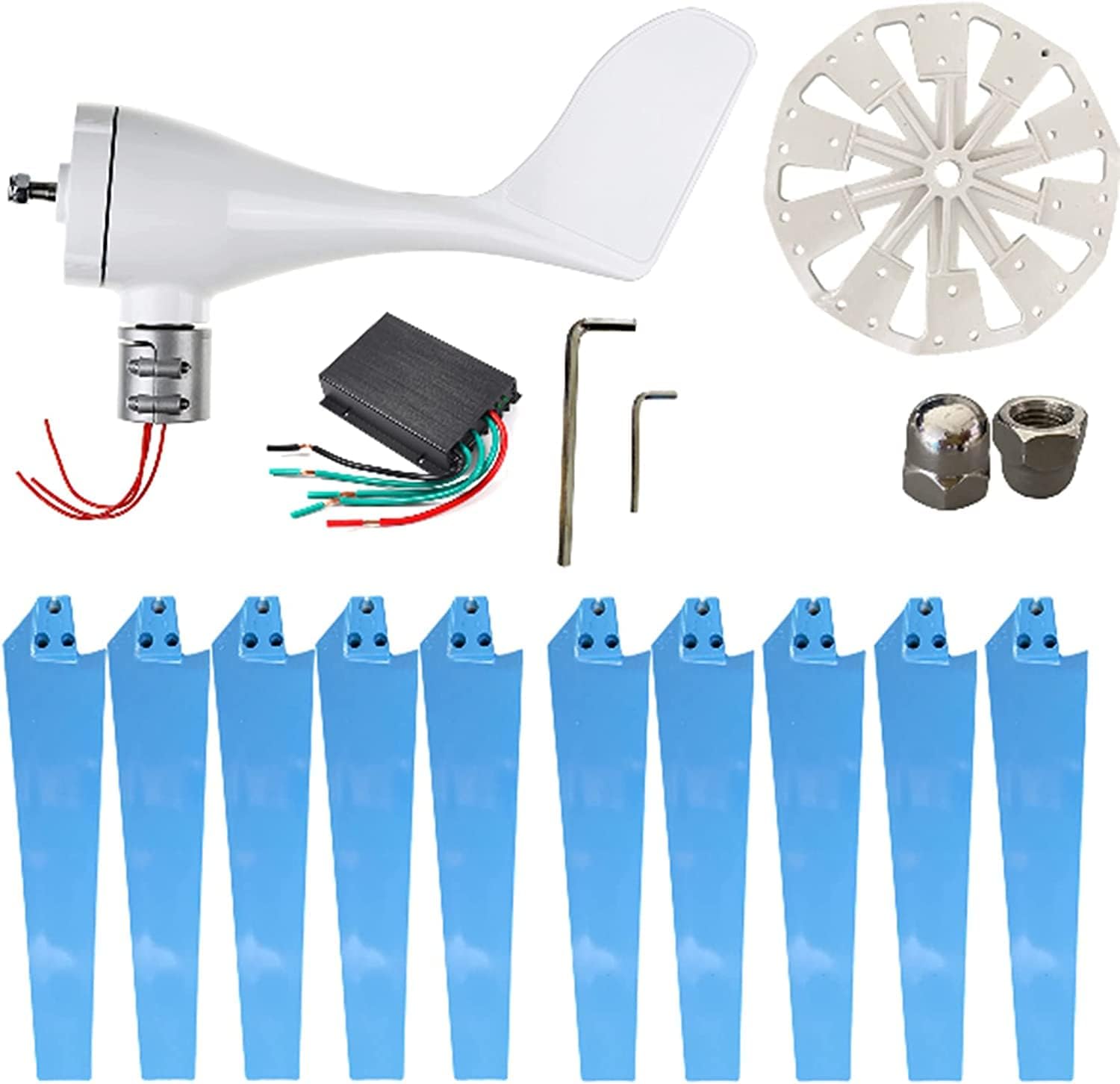 LiuSj JUnSt 8000W Wind Turbines Generator Horizontal Wind Generator,10 Blades with Charge Controller Free Wind Turbine New Energy Generator(Blue),220v