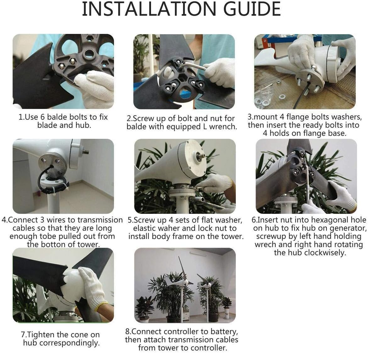 4000W 12V 24V Wind Turbine Generator Windmill Fit with Controller for Home Street Lamps Monitoring Boat,12v