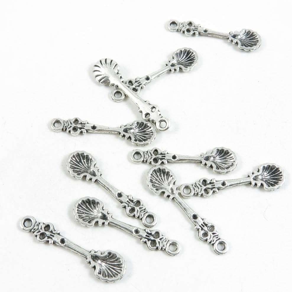 1000 Pieces Antique Silver Tone Jewelry Making Charms Supply Wholesale J7YU1 Spoon Tablespoon