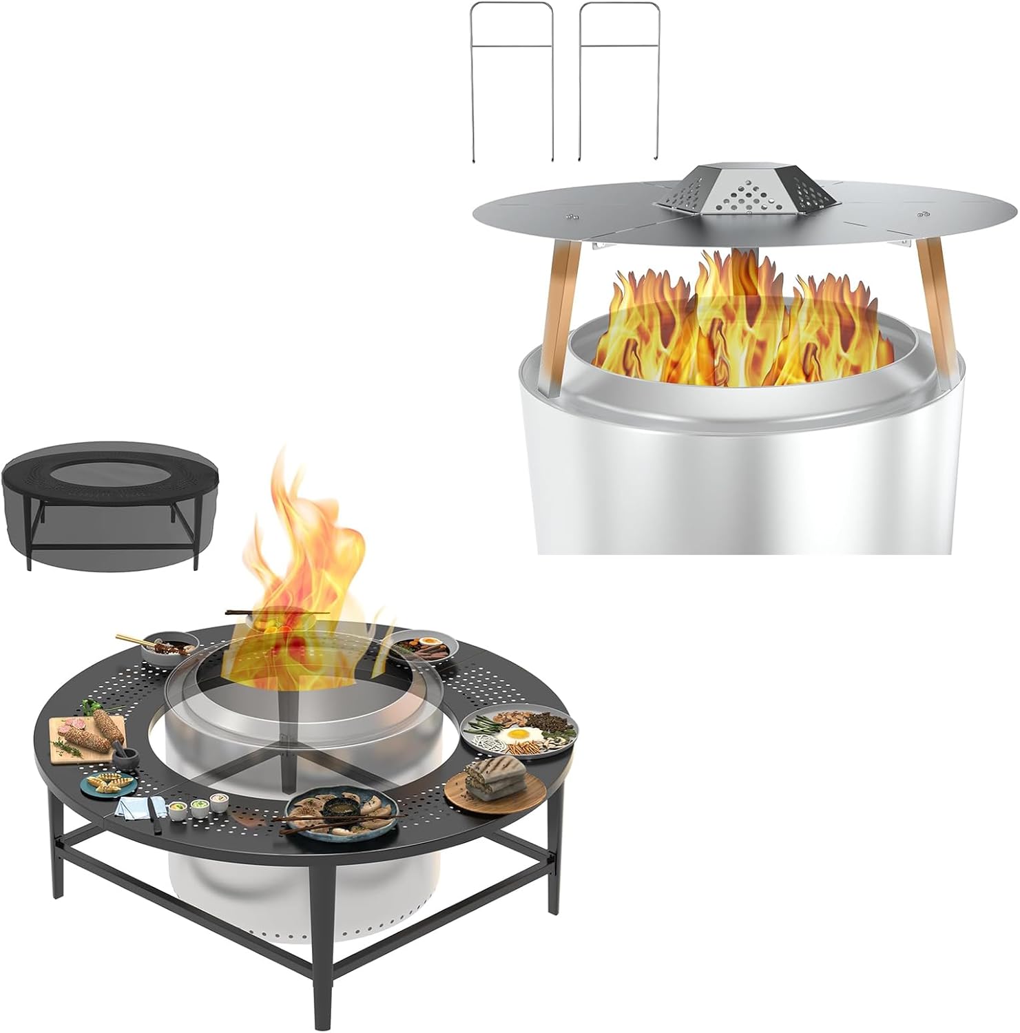 FirePit Heat Deflector and Fire Pit Surround Tabletop for Solo Stove Yukon 27
