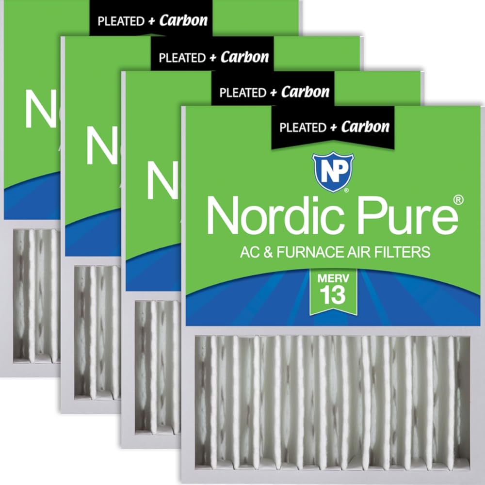 Nordic Pure 16x20x5 (Actual Size: 15 7/8 x 19 5/8 x 4 3/8) Honeywell Replacement Air Filters Merv 13 Plus Carbon 4 Pack