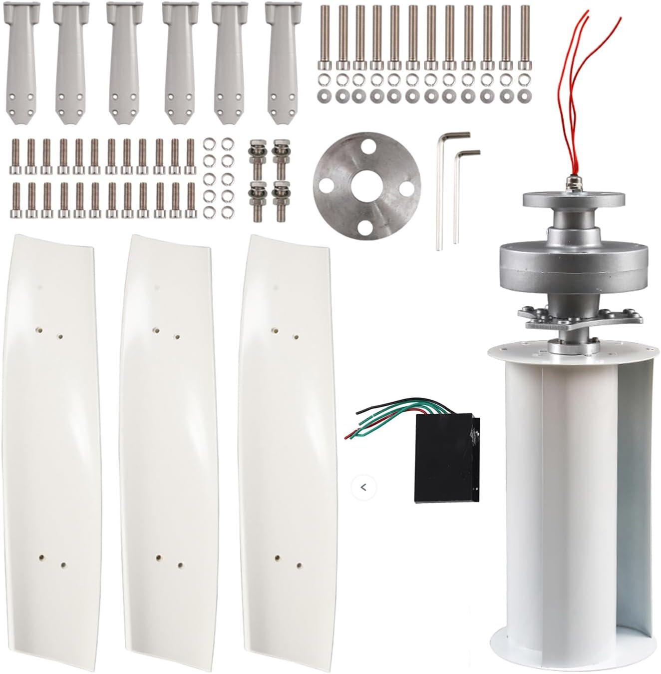 2000W Wind Turbine 3 Blade Wind Vertical Generator, White 12V/24V/48V 3 Phase Power Generators for Boats Terraces Cabins Or Mobile Houses Charging