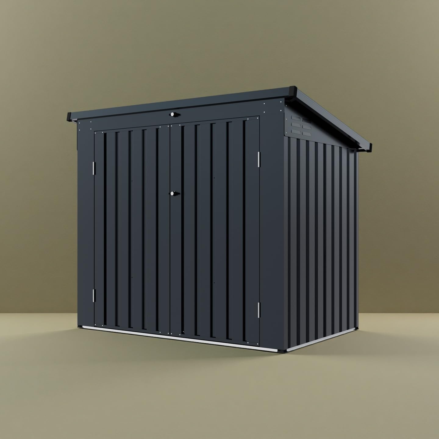 Sturdy Metal Trash Can Shed for 2 Trash Cans-Outdoor Trash Can Storage & Garbage Bin Enclosure,Galvanized Steel Construction, Lockable Door & Sloped Roof,Trash Can Hider Outdoor for Garden,Yard,Lawn