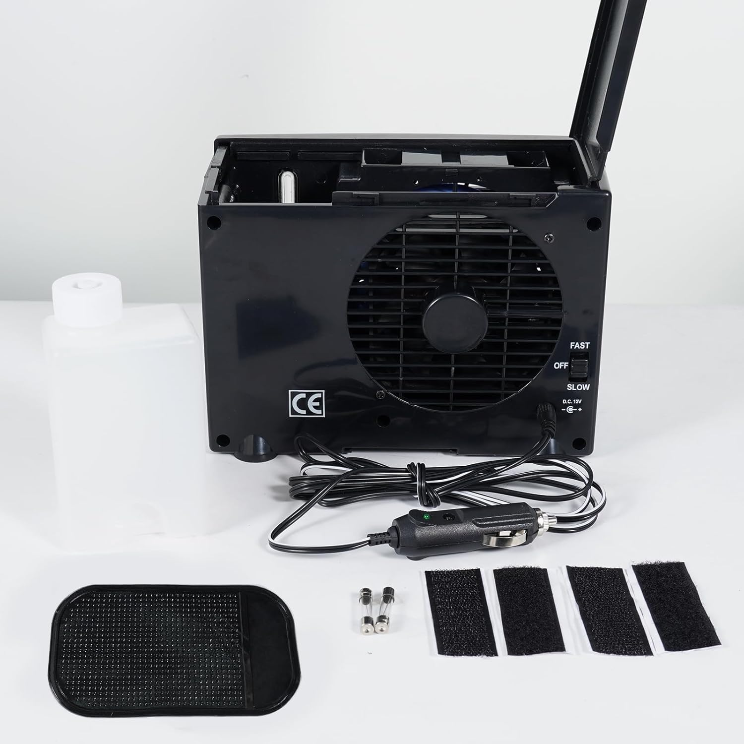 Unifizz 12V Portable Mini Car Air Conditioner Cooler Fan Evaporative Cooling Water Ice Universal Personal Black