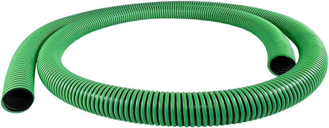 Gloxco Heavy Duty EPDM All Weather Suction Hose, Black Tube, Lime Green Helix, 45 PSI Max Pressure, 3