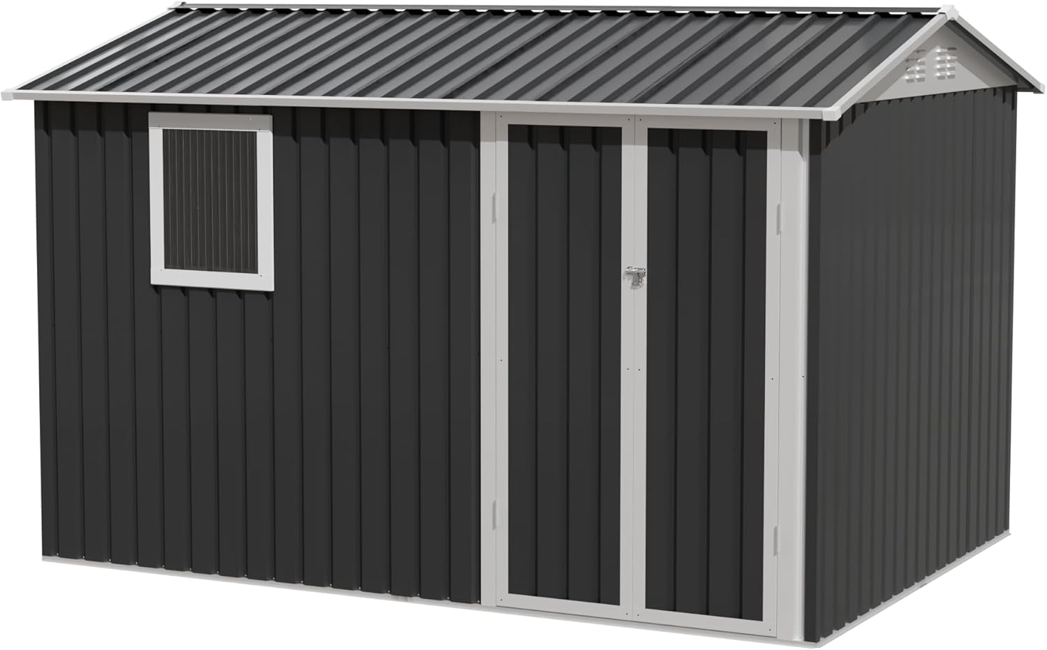 9x6 FT Metal Garden Shed with Window – Heavy-Duty Galvanized Steel Outdoor Storage House for Patio Backyard Tools, Bicycles, and Equipment