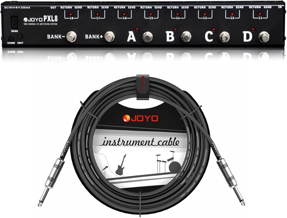 JOYO PXL8 Foot Pedal Controller Bundle with CM-04 Musical Instrument Mono Audio Cable 15 Feet
