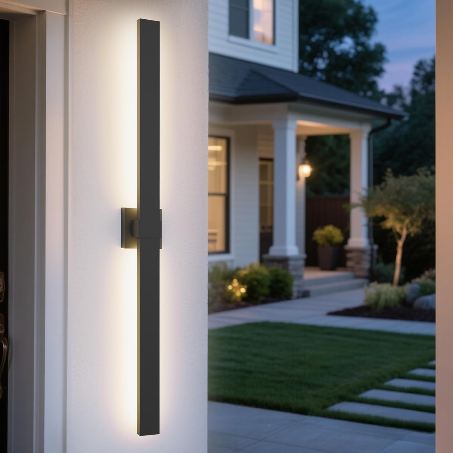 LamQee 47.2 In Aluminum Long Outdoor Wall Lights, 3000K 1760LM LED Waterproof IP65, Modern Exterior Lighting Fixture Linear Outdoor Sconce Wall Mount Outside Lighting for House Porch Patio Garage Door