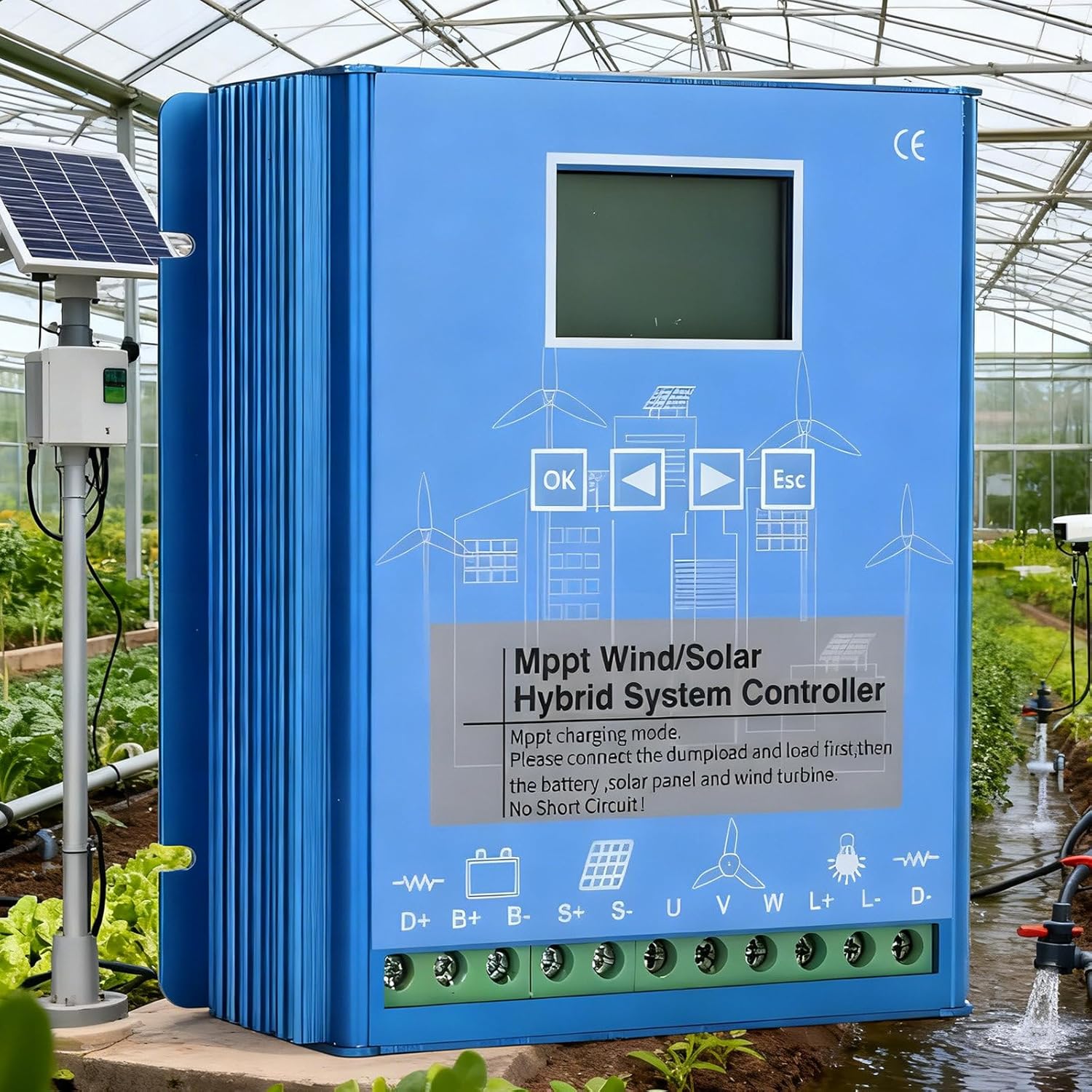Universal Wind Solar Hybrid Charging Controller,15000W Automatic Wind and Solar Charge Controller,12V 24V 48V LCD Display MPPT Boost Charging 24V/48V(Auto)