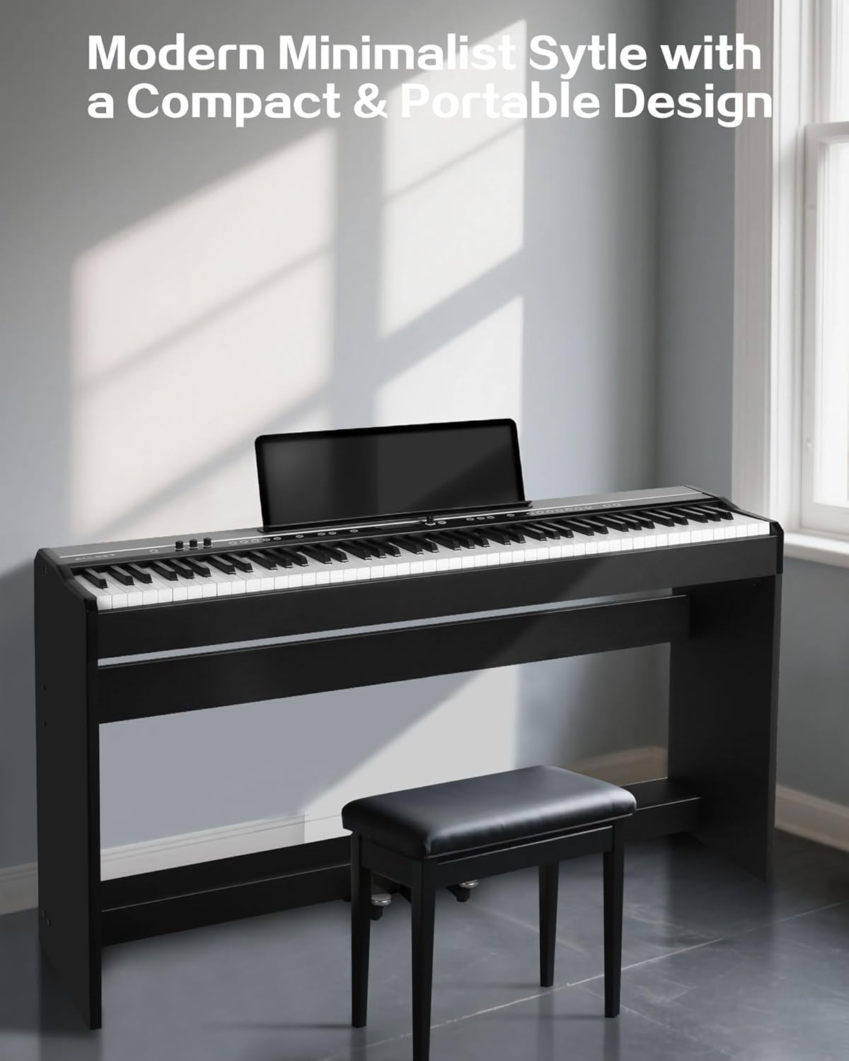 88 Key Weighted Keyboard Digital Piano Electric Keyboard USB-MIDI Connecting Hammer Action Piano Keyboard Triple Pedal Comes with Headphones 128 Tones for Beginners Adults