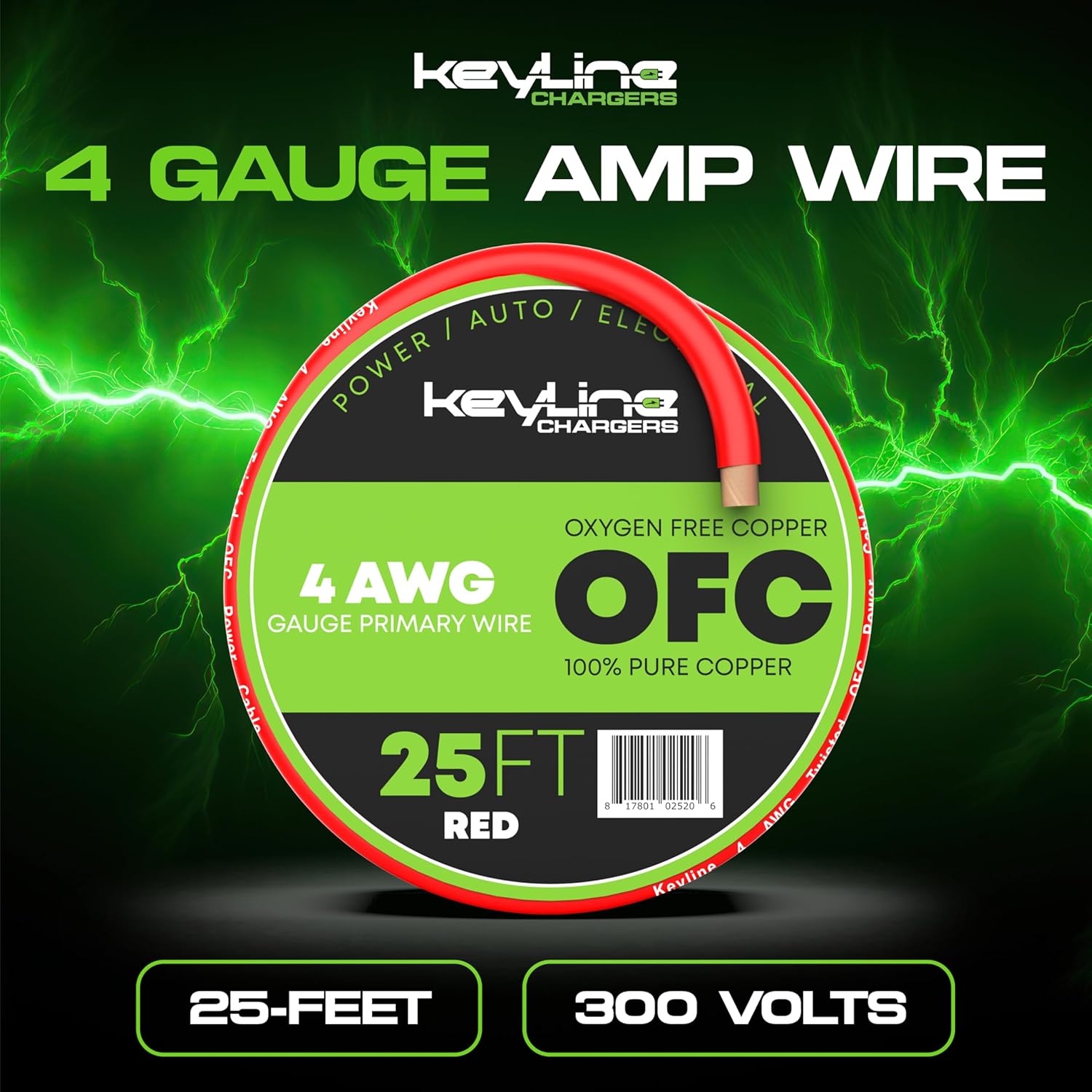 4 Gauge Wire (25ft) AWG Amp Battery Cable for Automotive Electrical Wiring - Oxygen Free Copper (OFC) Welding Cable 4GA - Car Amplifier Power & Ground Cable, Stereo Audio Speakers, RV Trailer Wiring