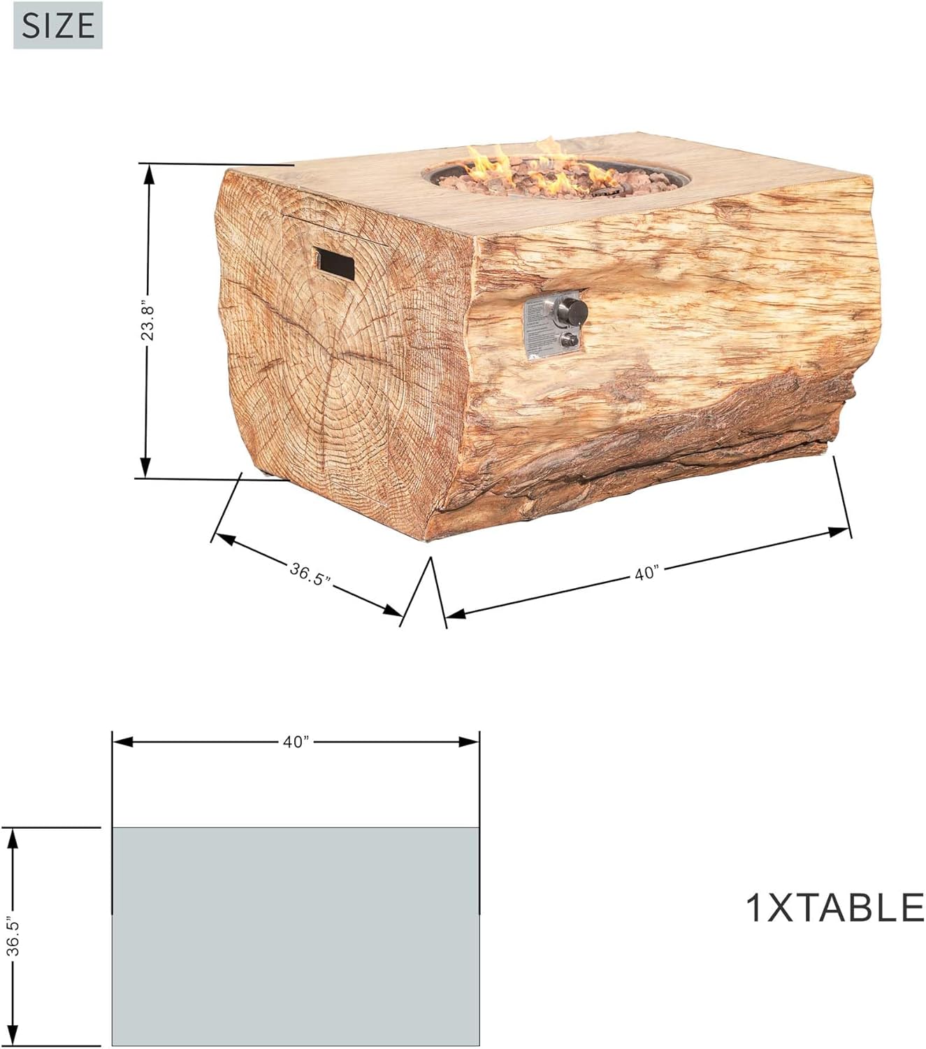 2 in 1 Outdoor Fire Table 50,000 BTU Gas Burner & Coffee Table 40
