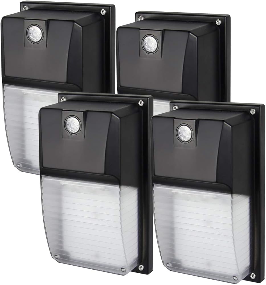 Dakason 18W LED Wall Pack Light with Dusk-to-Dawn Photocell, 2160LM 5000K Daylight Wall Mount Outdoor Lighting Fixture IP65 Waterproof, 100-277V ETL Listed, 4 Pack