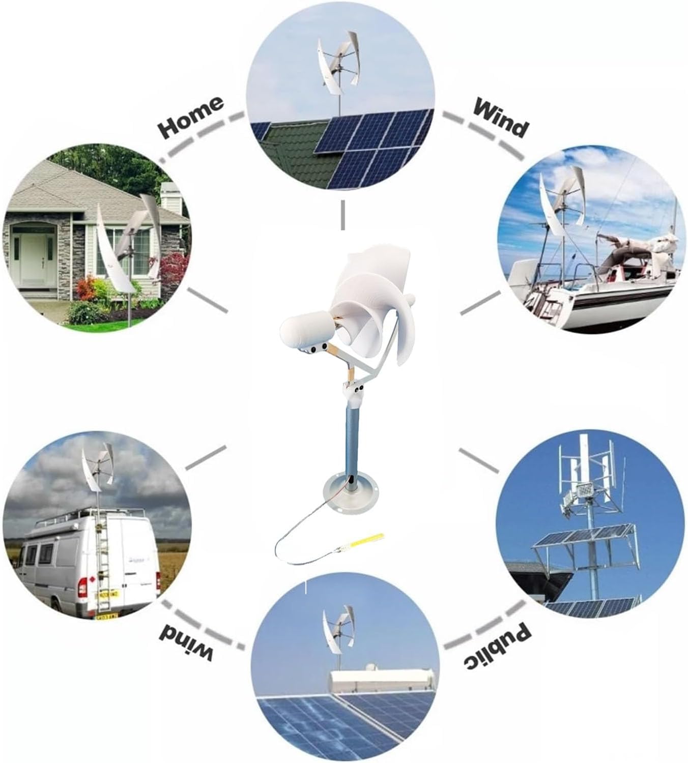 DIY Wind Turbine Model, 12V Vertical Wind Turbine Spiral with Anti-Slip Base, 190mm Bracket Height and 1-10w Output Power, Efficient Power Generation and Easy to Carry, for Marine, Home, Windmill