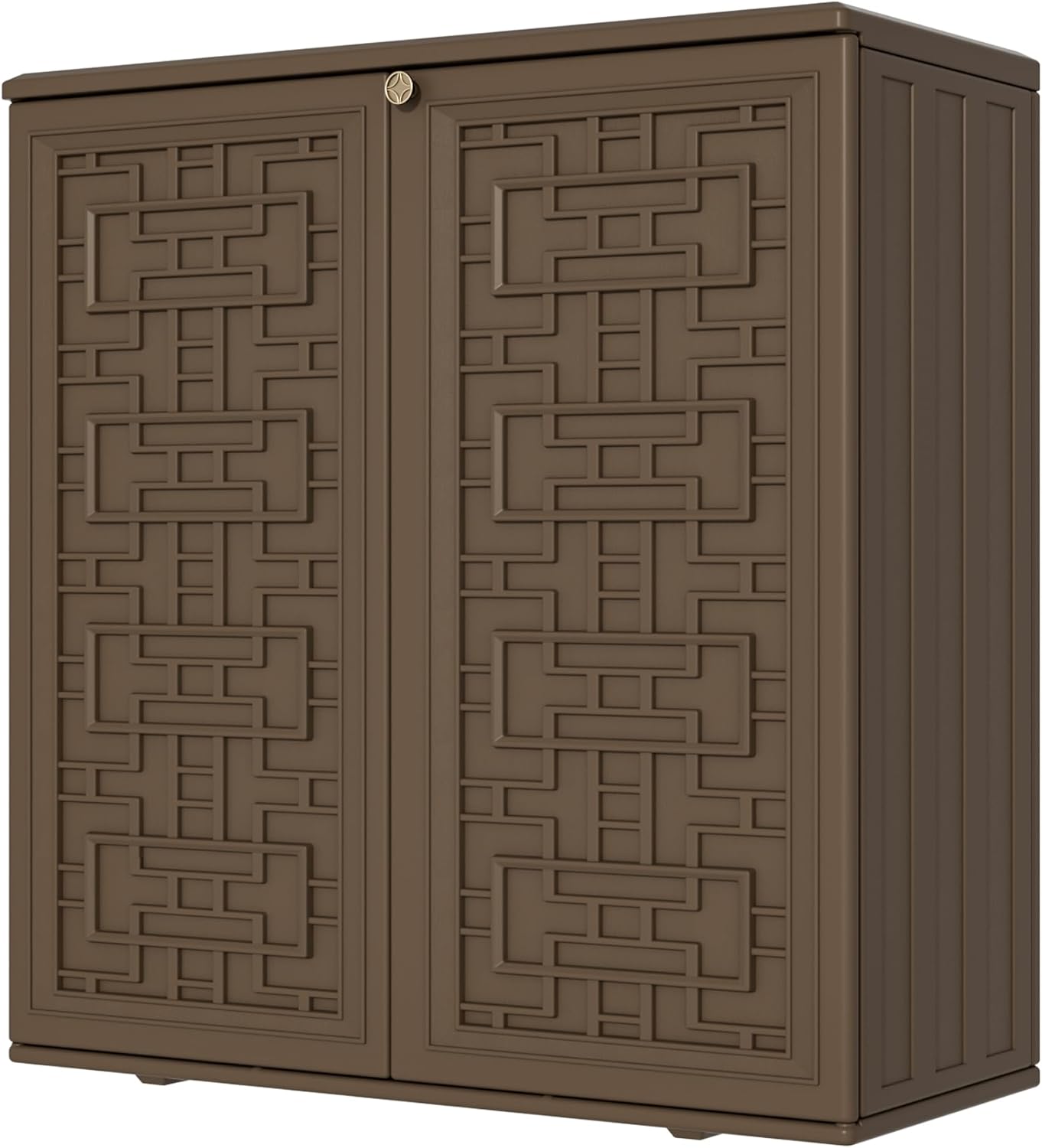 Storage Box Outdoor Caninet,Resin Indoor Storage Box Waterproof Outdoor Storage Cabinets for Patio/Garden/Backyard, Size 34.3''L*15''W*36.2''H(Brown)