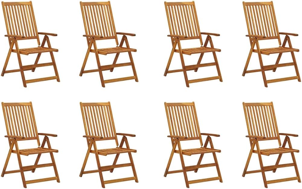 Folding Patio Chairs 8 pcs Solid Acacia Wood,Vintage Garden Chair Durable Acacia Wood Adjustable and Foldable for Gardens, Patios, and Terraces Outdoor Furniture, Outdoor Chairs