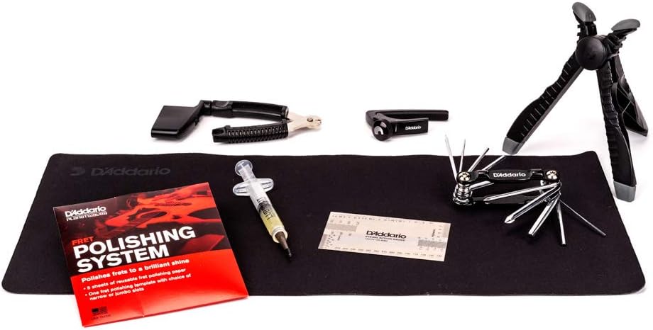D'Addario Accessories Bass Guitar Maintenance Kit - Bass Tool Kit - Bass Setup Kit - Perfect Kit for Guitar Tech