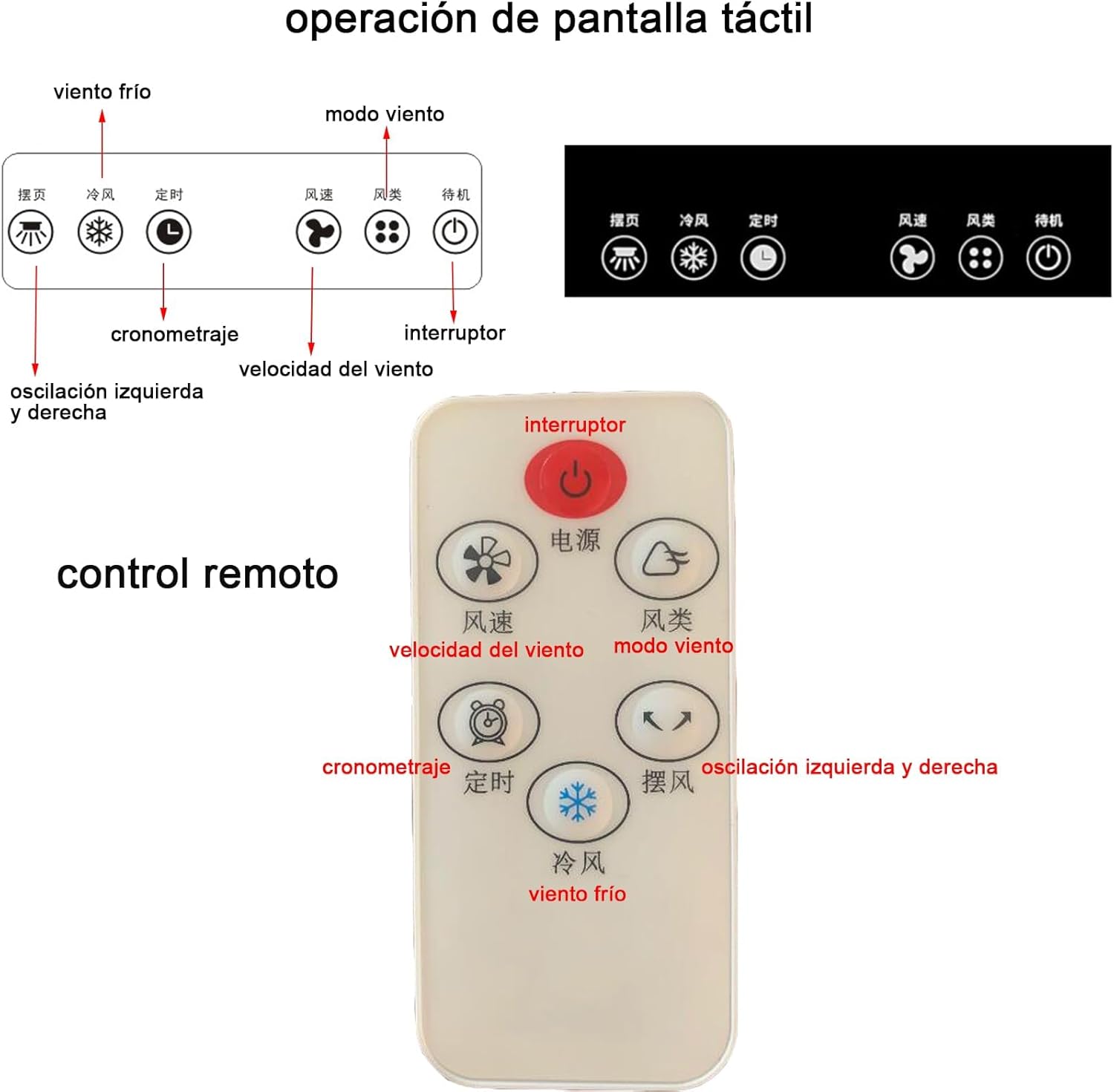 WOLWES Portable Air Coolers for Home, 3 in 1 Evaporative Coolers, Cold Air Fan, 12 H Timing, 3-Speed Automatic Swing, 45L Water Tank (Size : Remote Control+Touch Screen)