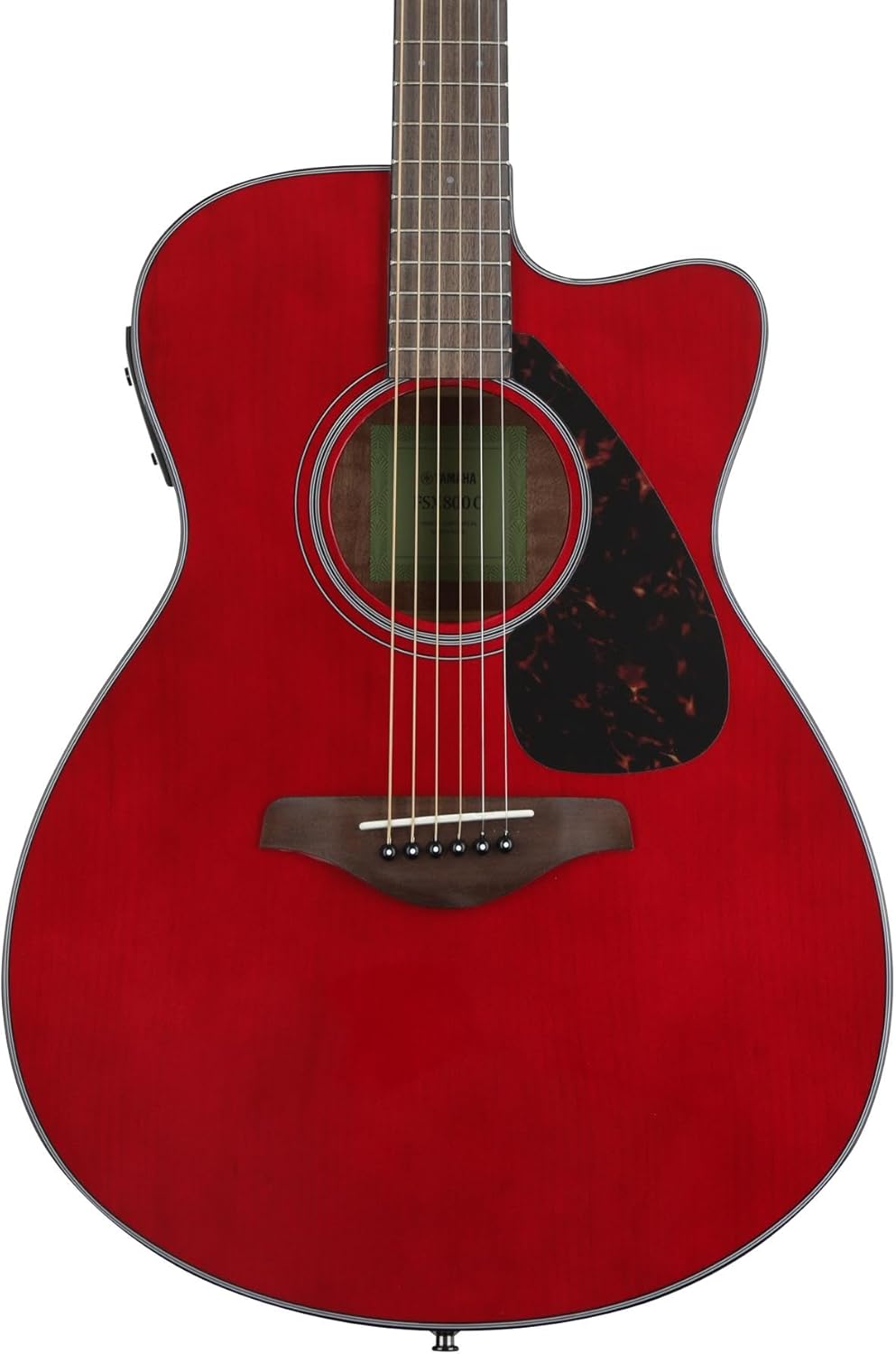 Yamaha FSX800C Small Body Solid Top Cutaway Acoustic-Electric Guitar, Ruby Red