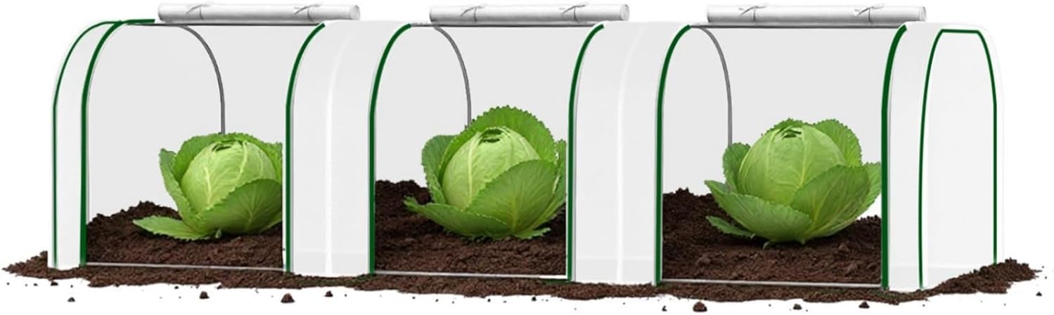 Mini Greenhouse 10' x 3' x 2.5', Green House with Roll-Up Zipper Door, Heavy Duty PE Cover, Sturdy Steel Frame, Waterproof Portable Garden Plant Tent for Indoor Outdoor, Balcony, Patio & Seedlings