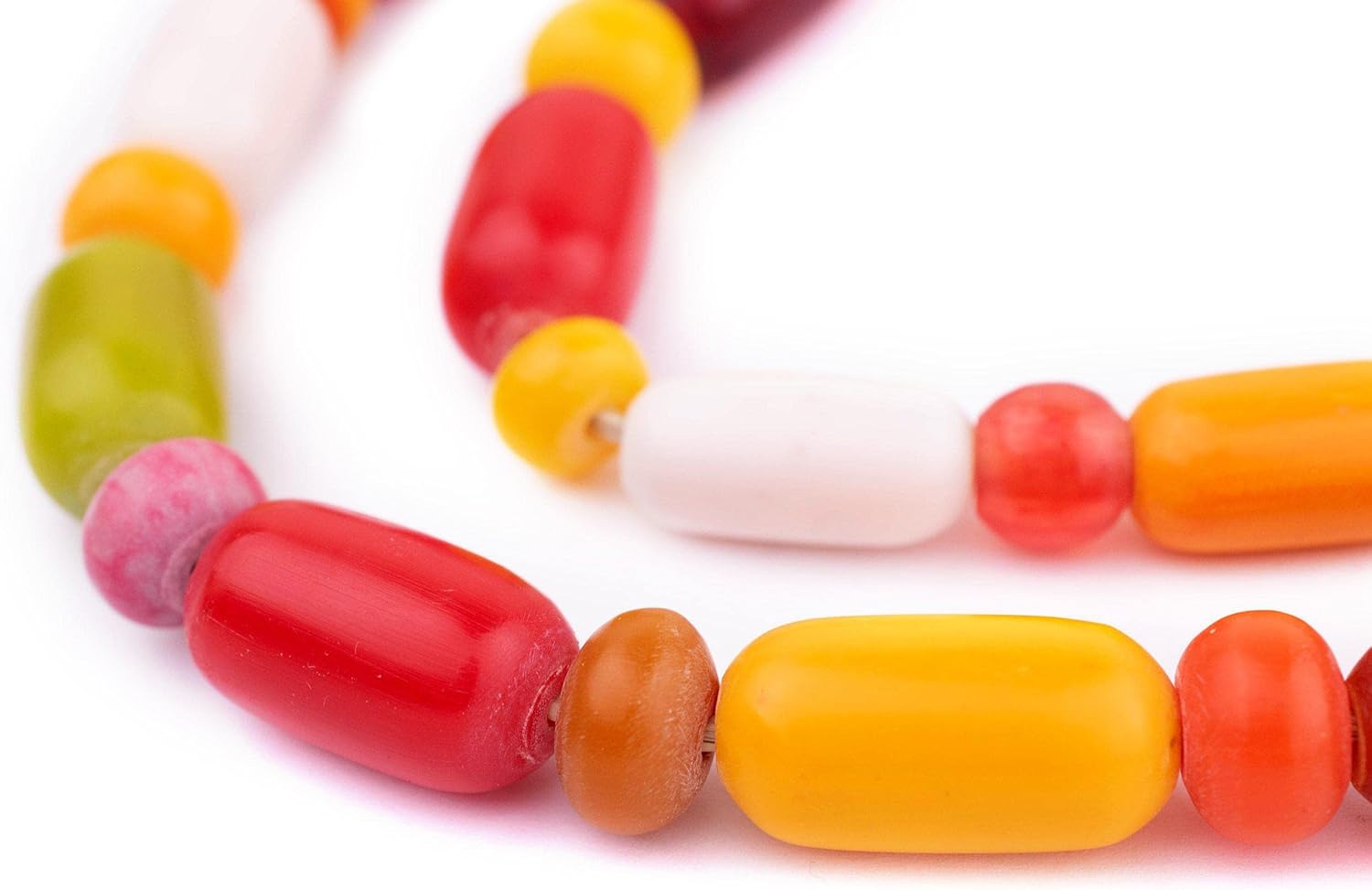 The Bead Chest Multicolor Kenya Resin Beads Long Strand 24mm African Mixed Large Hole 45-50 Inch Strand Handmade