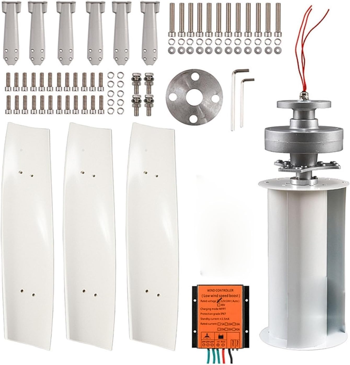 CHRISK 5Kw Wind Turbine Kit Household Generator 12V24v48v Vertical Axis Permanent Magnetic Levitation Generator with MPPT Controller