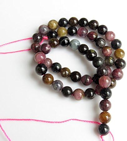 tourmaline round beads, pink tourmaline beads, green tourmaline beads, 8mm beads, 15 inch strand