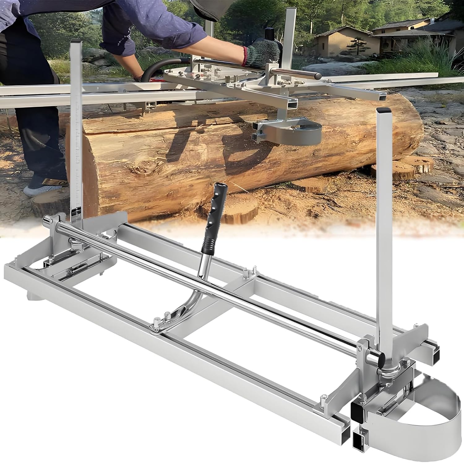 Portable Chainsaw Mill Guide,Chainsaw Milling Machine with Scale and Locating Holes,Chainsaw Accessories,Log Cutting Attachment Tool,Aluminum Milling Rail,Achieve Mi