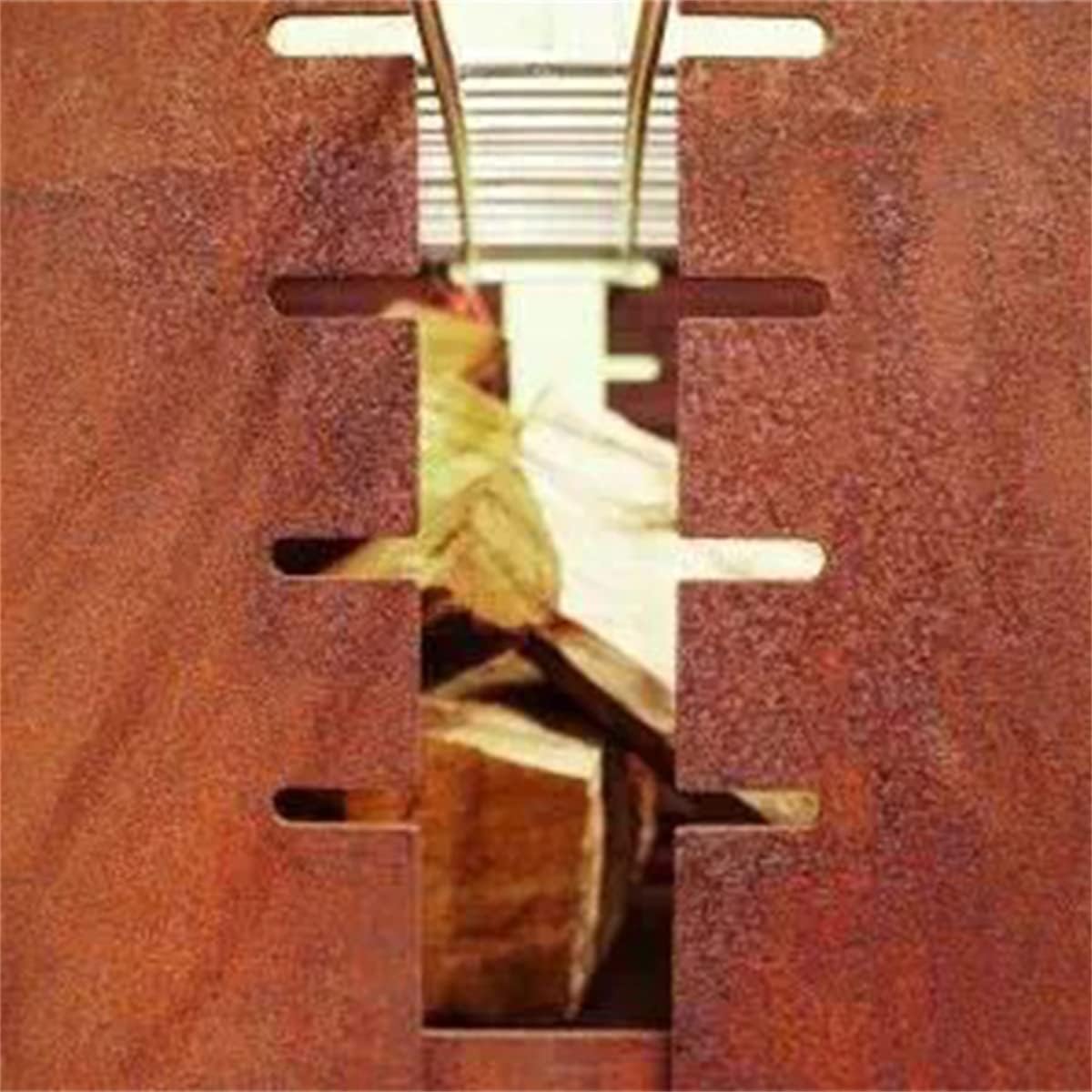 BBQ Grill Corten Steel Square Fire Pit Wood Charcoal Burning Patio Backyard Garden Picnic Outdoor Barbecue Bonfire Fireplace 17.7 inch Side Length