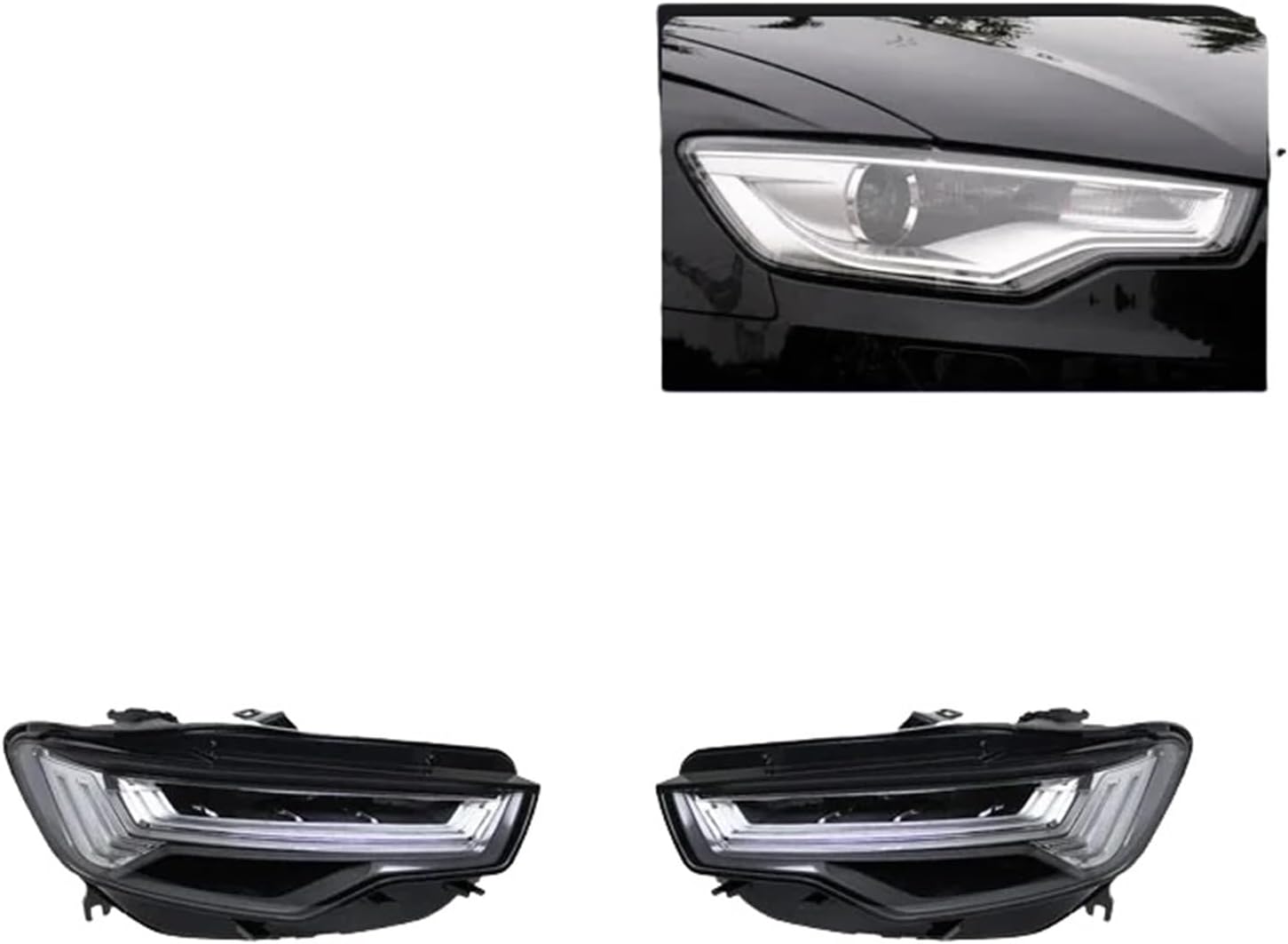 Car Accessories Compatible For Audi A6 LED Headlight 2012-2018 Headlights A6 DRL Turn Signal Beam Angel Eye Projector Lens(For Xenon 12-15)