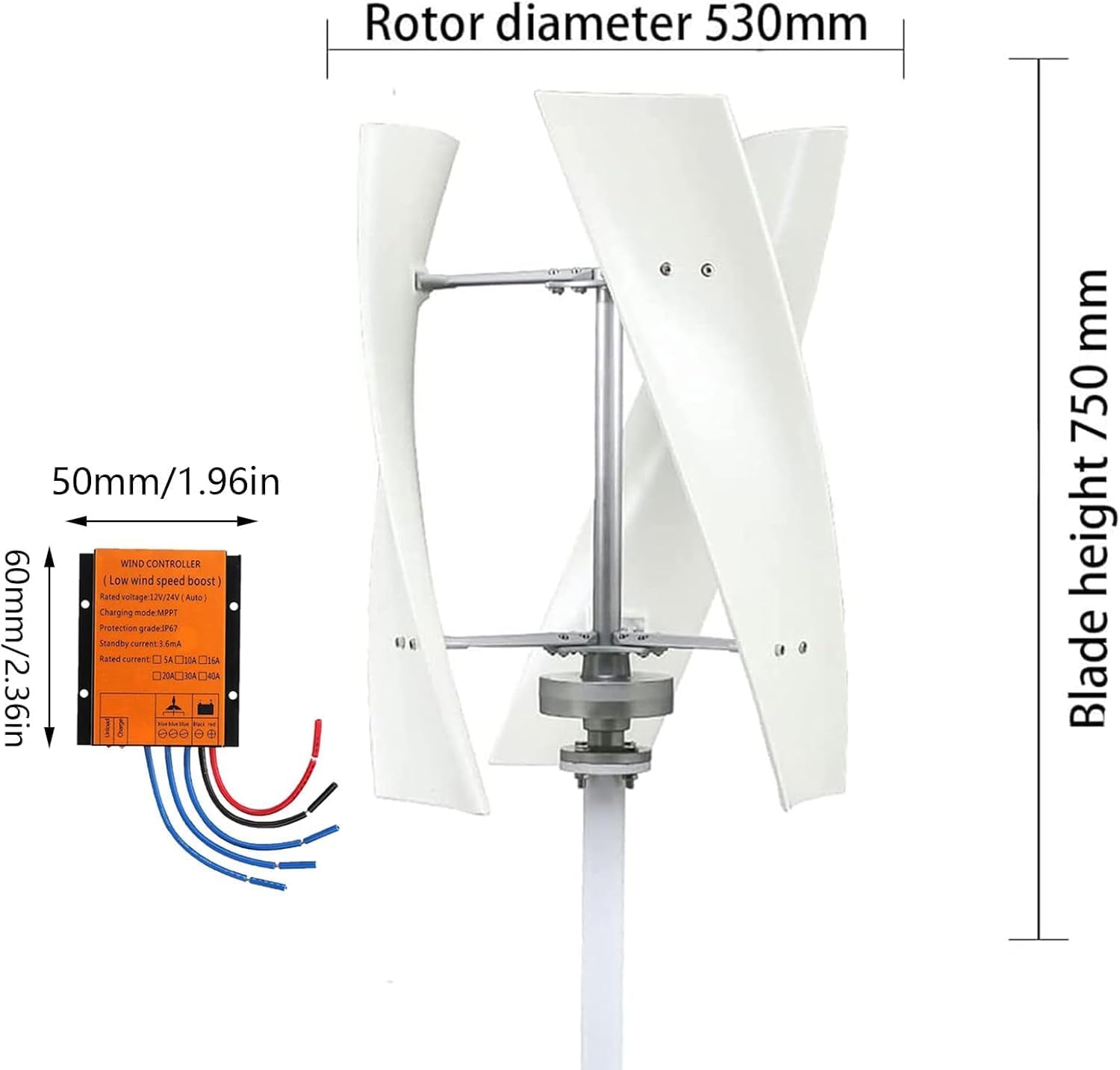 9000W Low Speed Vertical Axis Wind Power Turbine Generator, 12V 24V Space Saving Windmill Generator Suit for Home