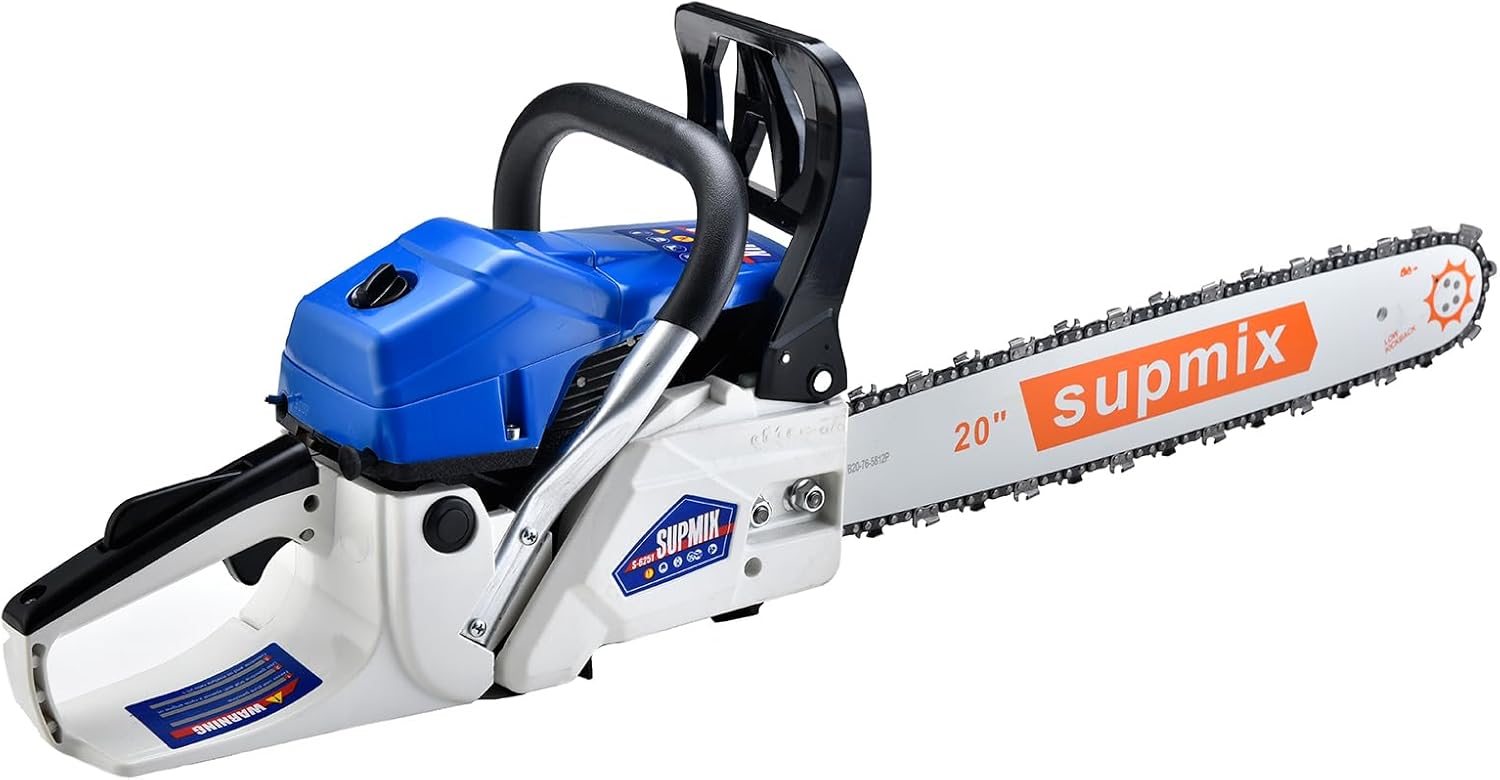 20 Inch Gas Chainsaw 62cc Gasoline Powered Chain Saw 2-Stroke Handheld Cordless Petrol Chainsaws for Cutting Wood Outdoor Home Farm Garden Use